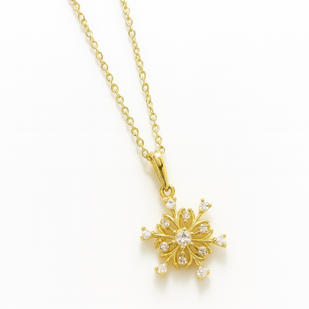 Golden Radiance Snowflake Necklace